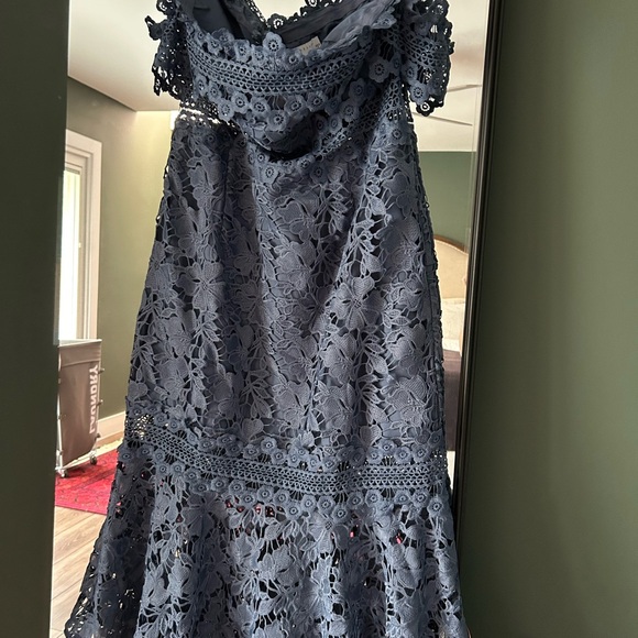 ASOS Design Lace Off Shoulder Midi Dress Sz 12 - Picture 7 of 7